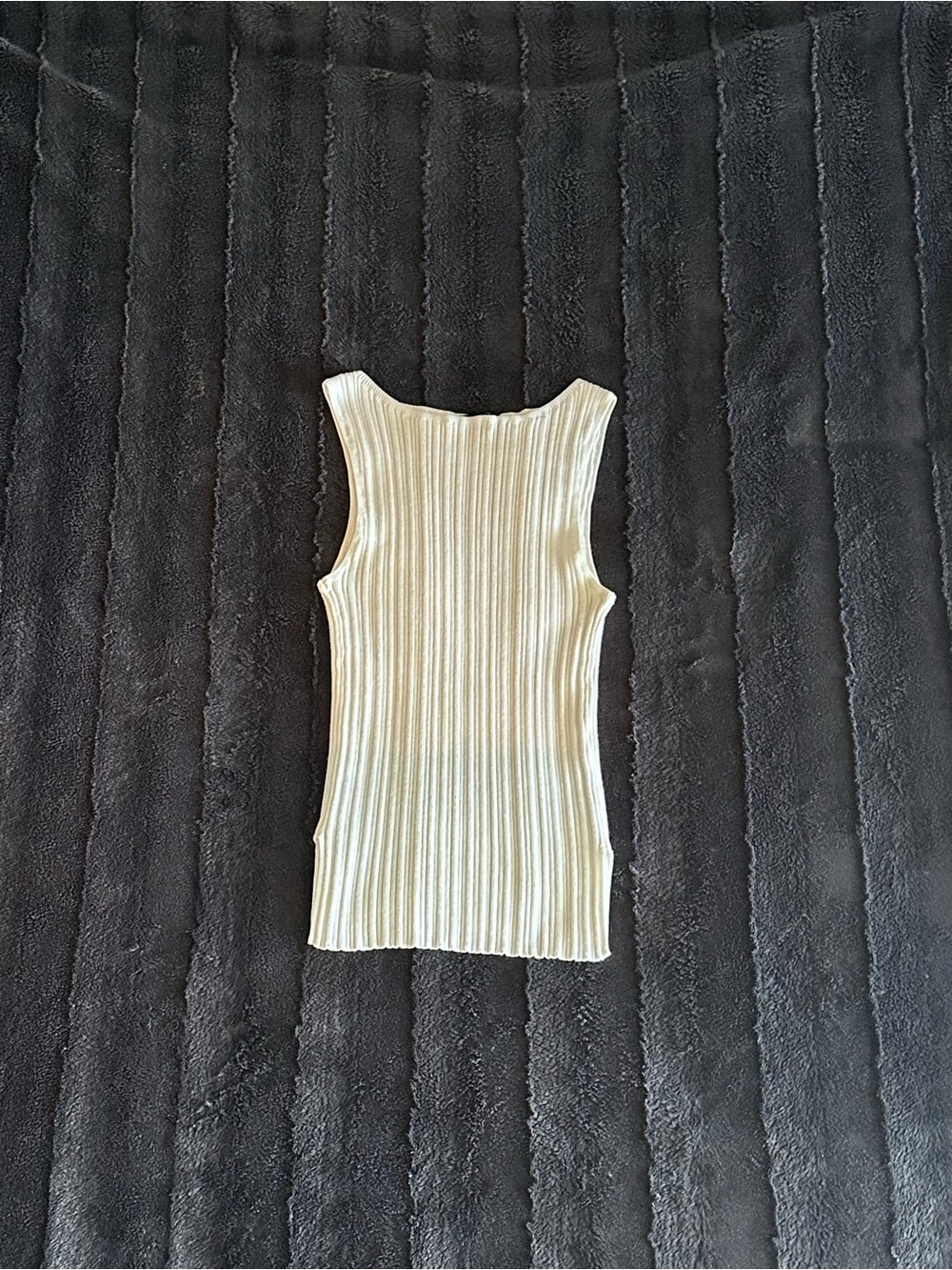 Dynamite White Ribbed Boat Neck Tank